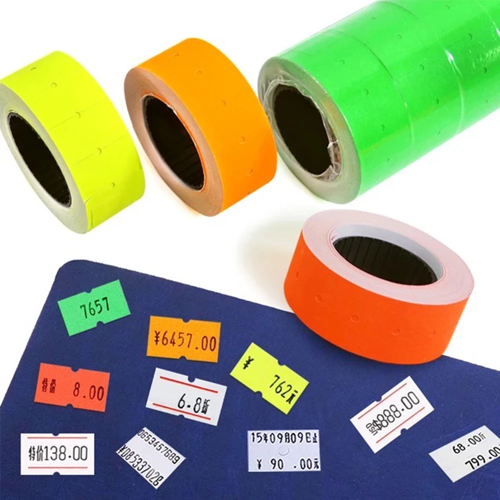 Label Coding Paper Roll Supermarket Commodity Price Label Coding Machine Price Paper Ink Wheel White Red Sticker Color Paper