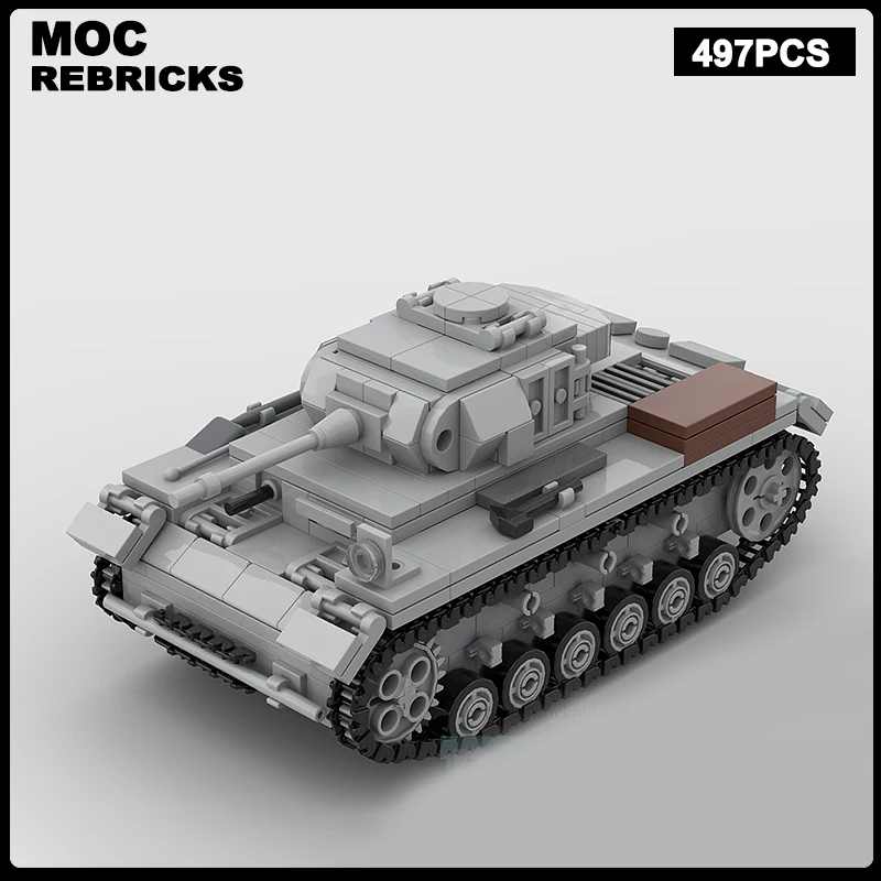 Serie Militar Segunda Guerra Mundial Alemania STUG III Ausf. F/Panzer III Ausf. L MOC-modelo de bloques de construcción, rompecabezas de ladrillo para personas mayores, juguete, regalos navideños