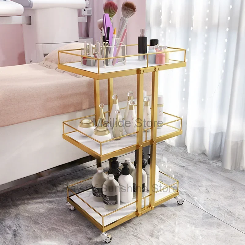 Moderne minimalist ische Eisen wagen leichte Luxus Salon Möbel Schönheits salon mobile Rack mehr schicht ige Werkzeug wagen Home Storage Trolley