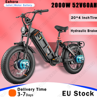 2000W Dual Motor E-bike 52V60AH Battery Hydraulic Brake Electric Bicycle Adult 20*4.0 Inch Off-road Fat Tire Snow Electric Bike