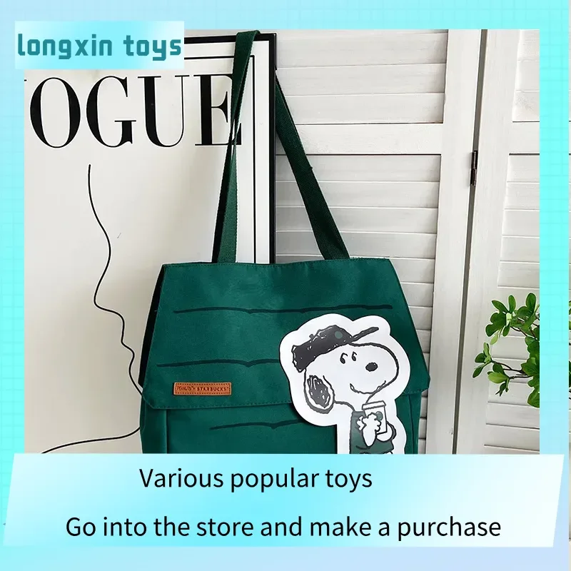 

Холщовая сумка-тоут Snoopy, большая вместительная сумка с принтом, повседневная, в непринужденном стиле, для девушек, для путешествий, на каждый день, через плечо, подарок на Новый год