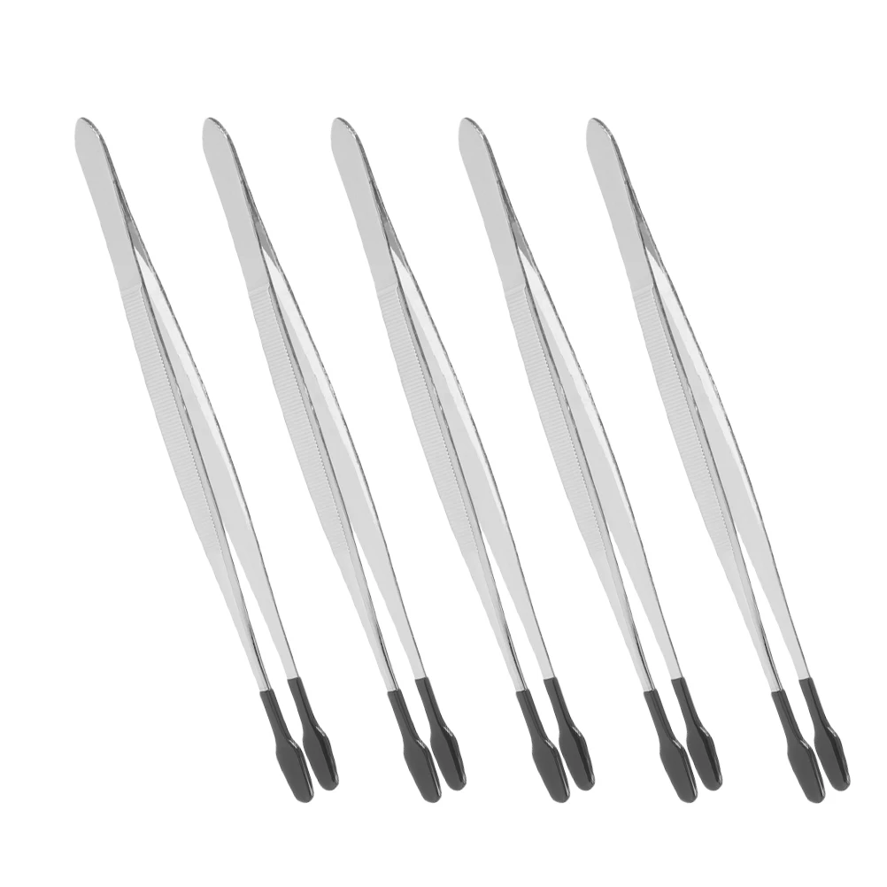 5-teilige multifunktionale flache Pinzette aus Edelstahl, Stempelsammler, Schmuck, Basteln, Wimpern-Applikator-Set, Pinzette zum Basteln
