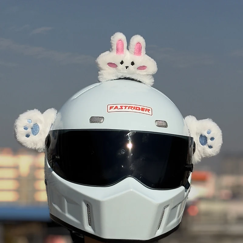 Motorcycle Helmet Decoration Cute Rabbit Ears Suitable for LS2/MT/ORZ/AGV Full Helmet Ski Helmet Plush Decoration 투구 악세사리