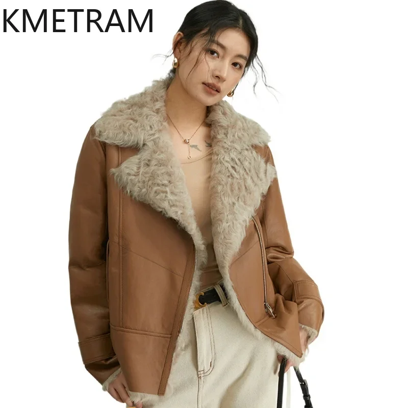 Natural Sheepskin Wool Double Faced Fur Coat Women Genuine Leather Jacket Womens New in Coats Winter Clothes Woman 2024 шуба