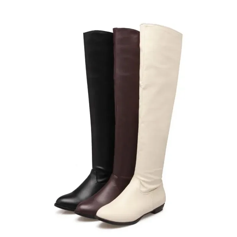 Leisure Flat Bottom Over Knee Boots 44 45 46 47 48 Over Knee High Women Thin Leg Boots Thigh High Shoes Woman