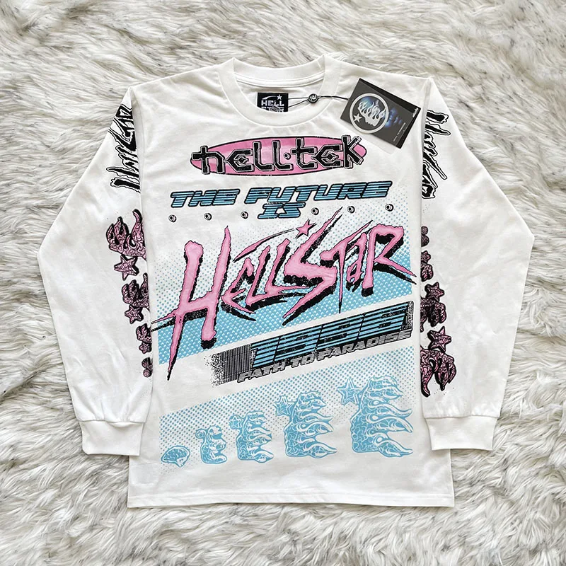 Trendy Long Sleeve T-Shirt Letter Racing Car Print Youth Fashion Autumn Standard Fit Print No Iron Treatment for Young Men