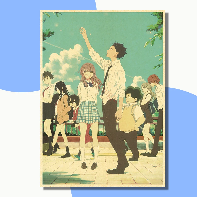 Anime Poster bir sessiz ses posterler Retro Kraft kağıt eski ev dekor boyama oturma resim hediye duvar çıkartmaları Cafe