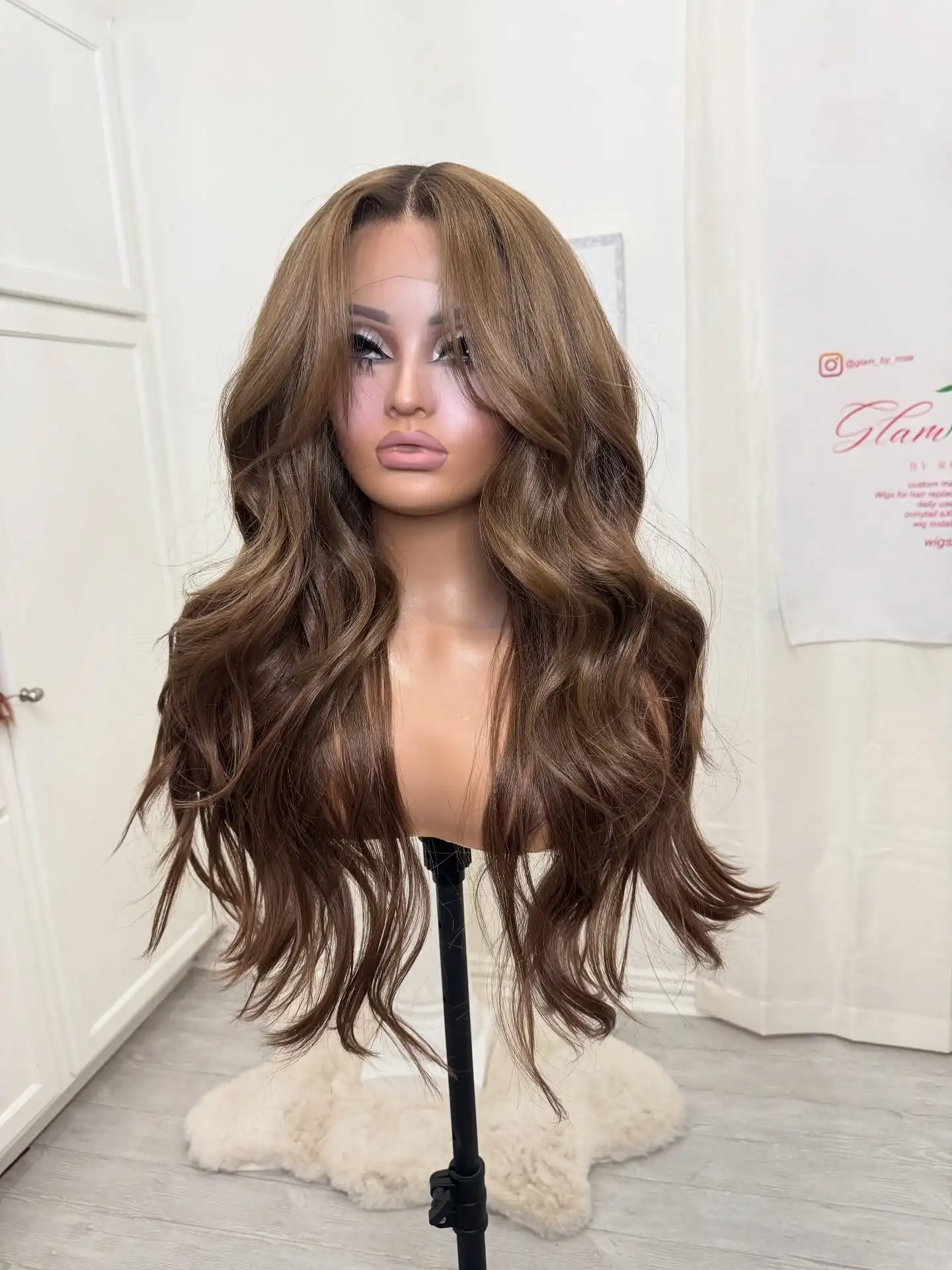 موضة 13x4 أومبير بني كستنائي داكن شعر مستعار مظهر واقعي شعري طبيعي غلويليس الباروكات صغيرة كبيرة الحجم قبعة طويلة فضفاضة موجة شعر مستعار #2