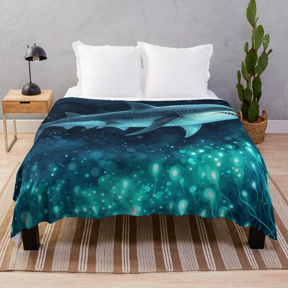 

Megalodon Shark Swimming Throw Blanket Bed linens valentine gift ideas blankets and throws Single Blankets