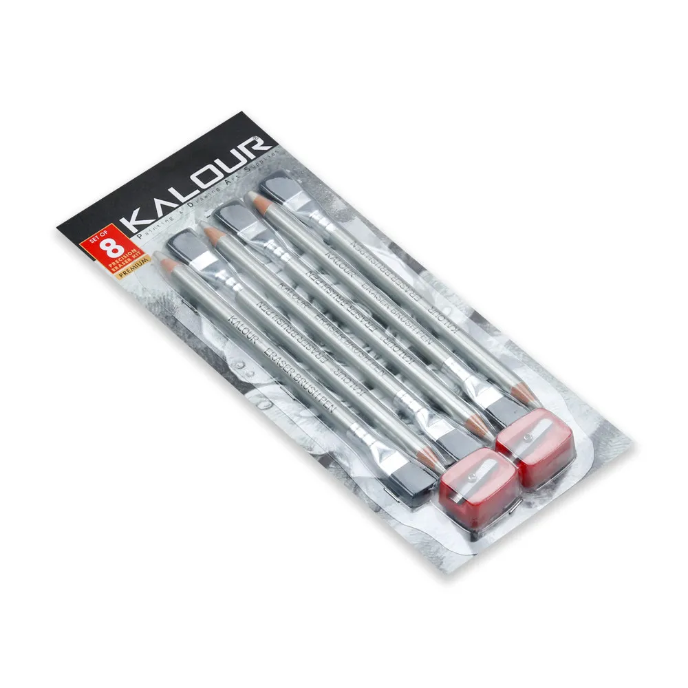 KALOUR - Juego de 8 Borradores de Punta Fina, Tipo Lápiz de Carbón Blanco, Goma de Borrar para Grafito, Carbón, Lápices de Colores y Detalles de Pastel