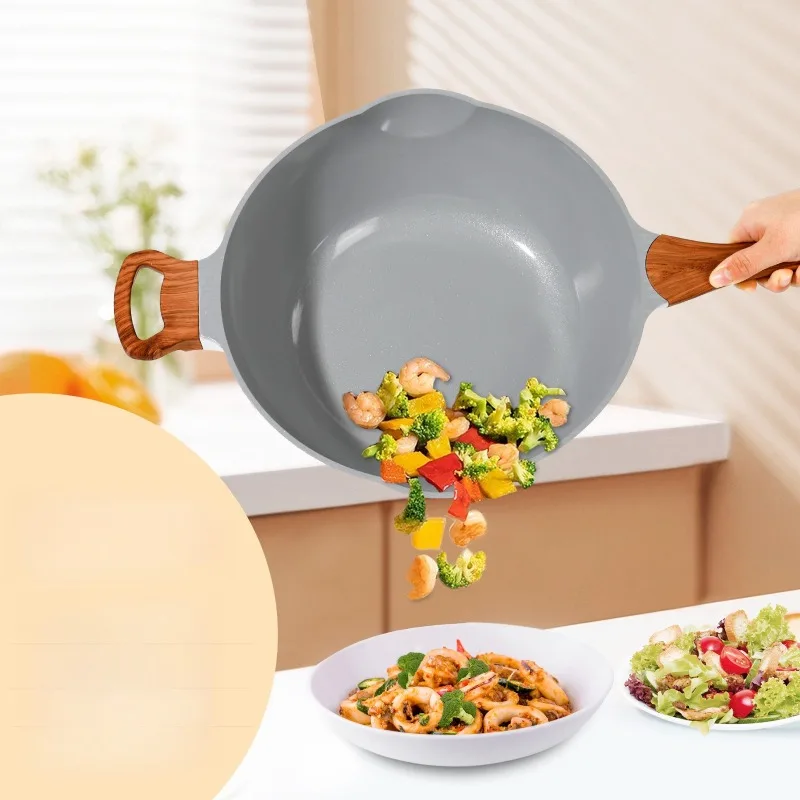 

Ceramic Non Stick Household Large Pan, Deep Frying Pan, Flat Bottomed Induction Cooker, Gas Stove, Stir Fry Pan