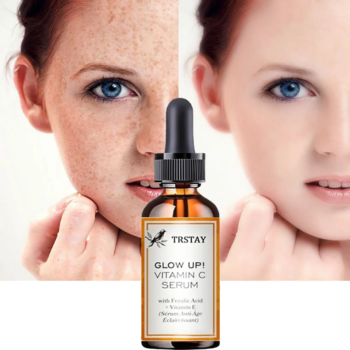 TRSTAY Vitamin C Essence Serum with Ferulic Acid And Vitamin E Anti-Aging Facial Cream Glow Enhancing Foaming Agent