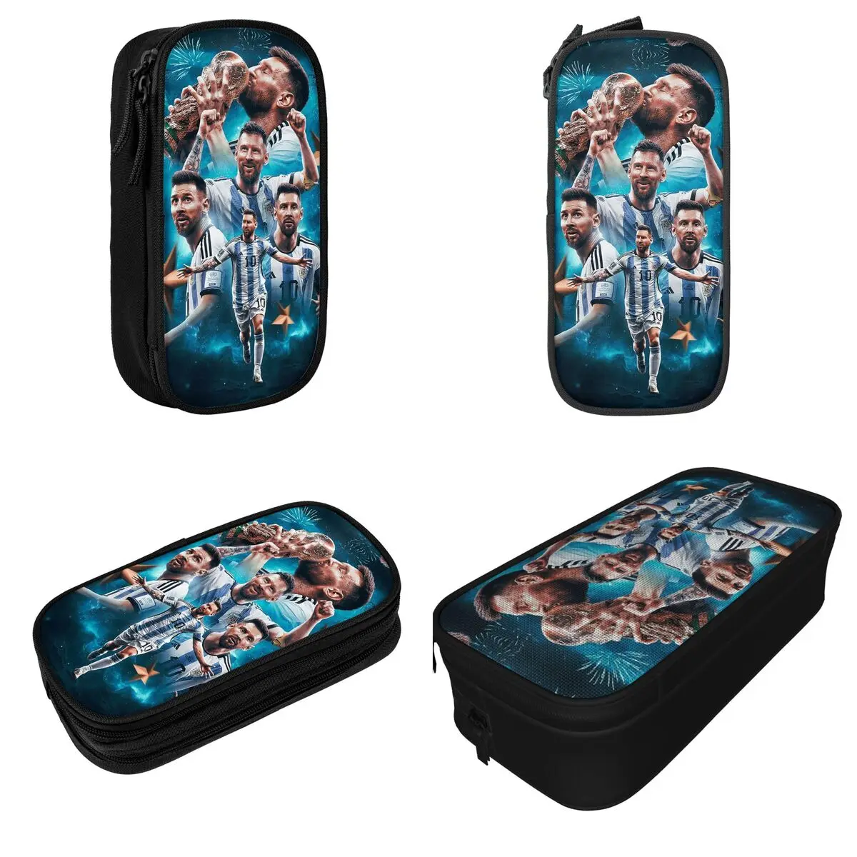 Estuche de lápices de Fútbol Argentina Messi, caja de lápices para amantes de los fanáticos del fútbol, bolsas grandes para estudiantes, regalos escolares, papelería