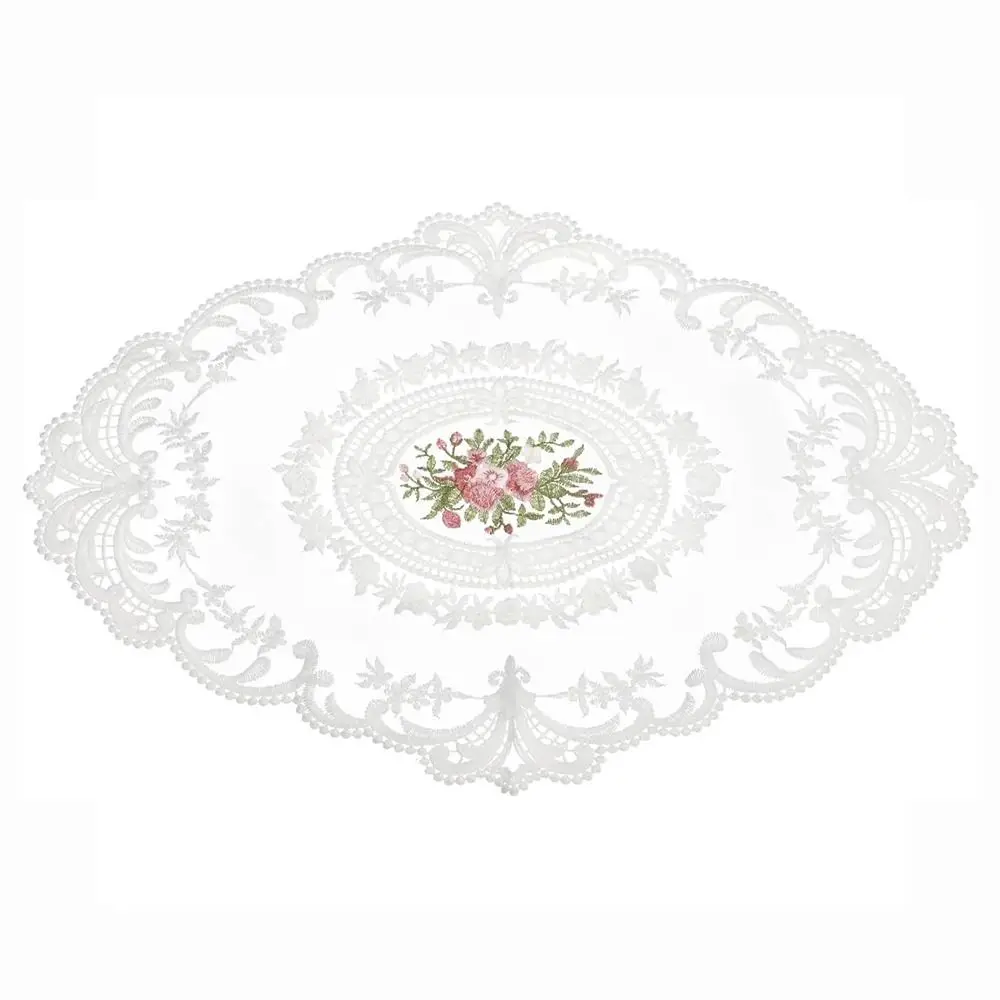 New European Style Lace Embroidery Coaster Oval 29x37cm Embroidery Placemat Lace Table Mat