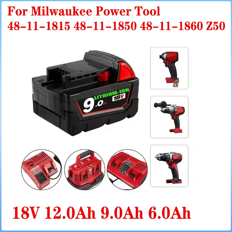 18V 12.0Ah Suitable For Milwaukee M18 48-11-1815 2604-22 2604-20 2708-22 2607-22 Electric Tool Batte