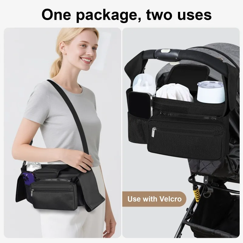 1pcs Shoulder Bag Polyester Stroller Organizer Large Capacity Multi-functional Baby Diaper Caddy