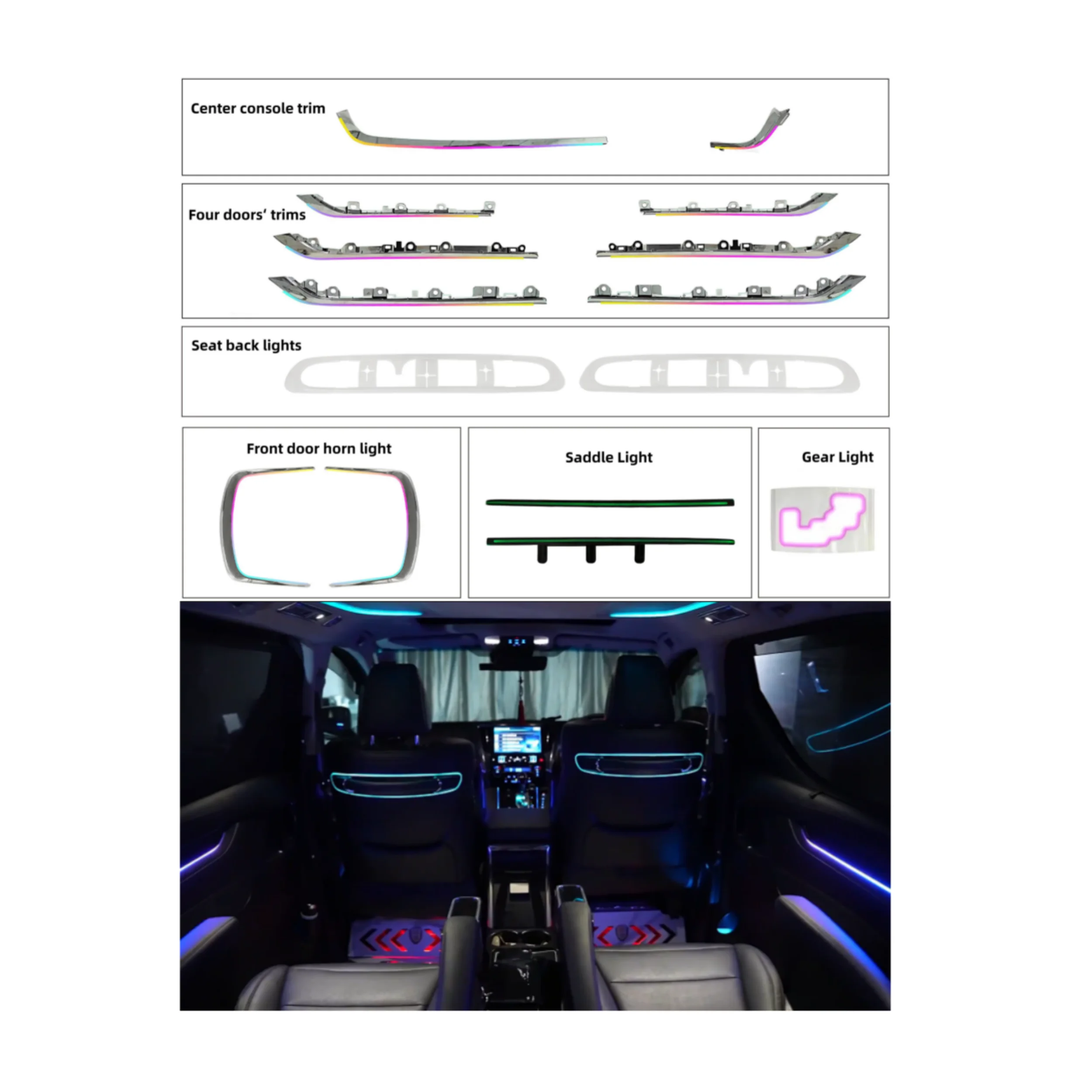 RHD LHD Business Van Interior Ambient Light 1:1 Original Mold High Bright Colorful 12V Auto Modified Lighting Accessories
