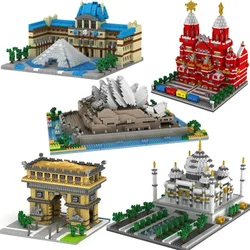 City Architecture Louvre Museum Empire State Building Blocks Notre Dame Big Ben Micro Bricks Set Saint Basil's Cathedral Models