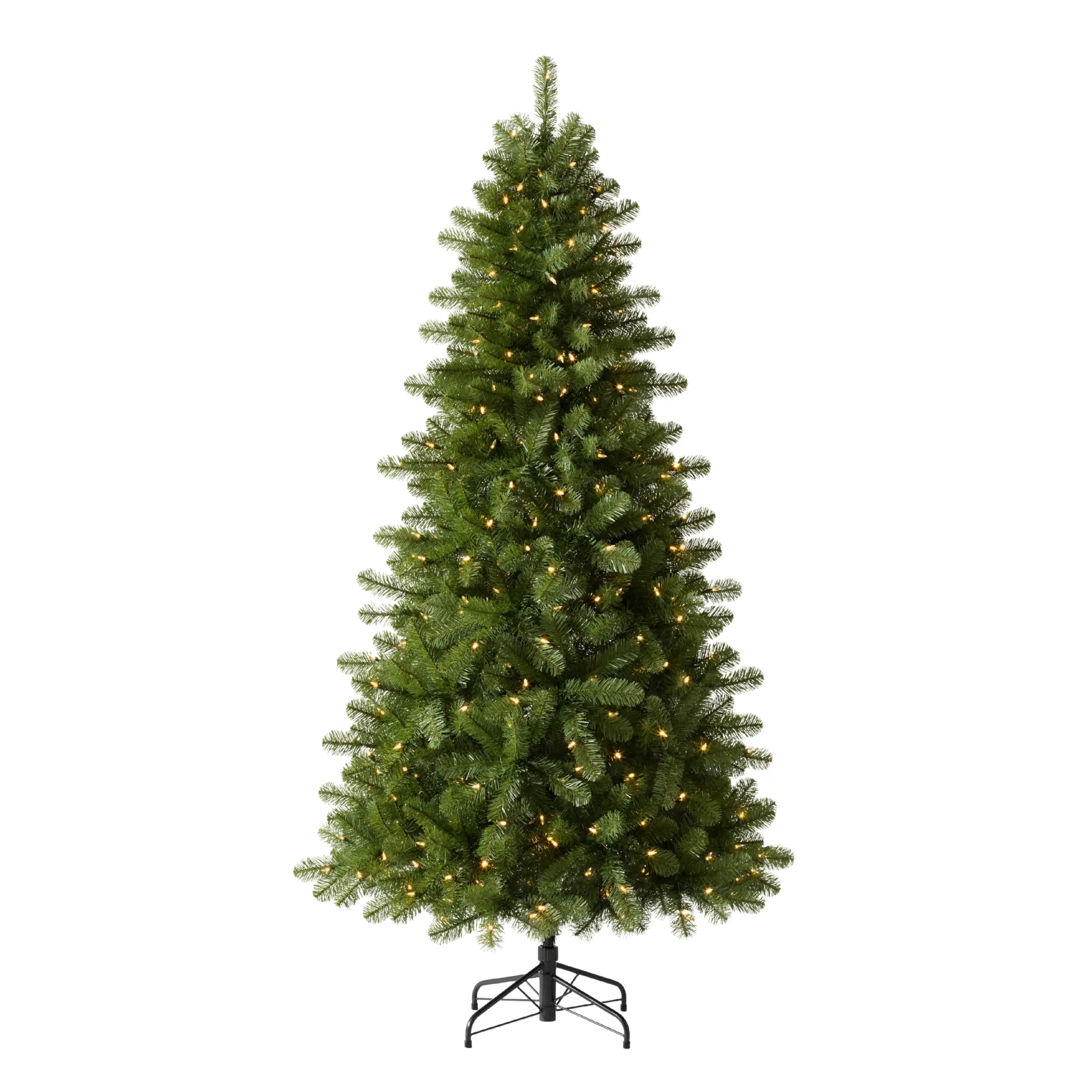 Grand Evergreen Fir - Artificial Indoor Christmas Tree, Prelit with LED Clear Lights, Hinged Branches, Holiday Décor