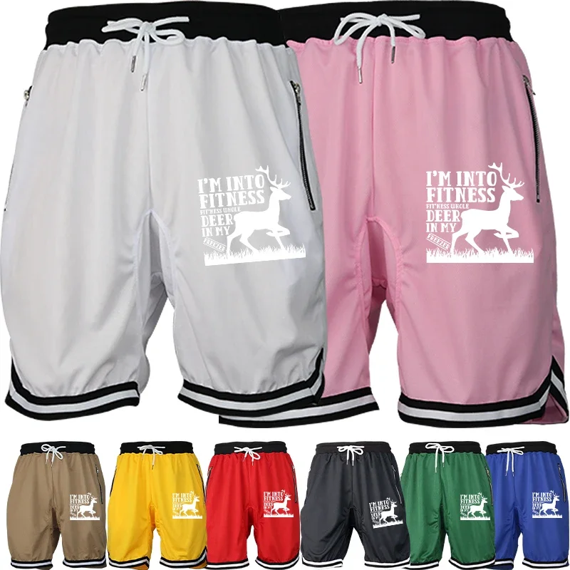 

Мужские легкие быстросохнущие спортивные баскетбольные сетчатые шорты с принтом и карманами на молнии