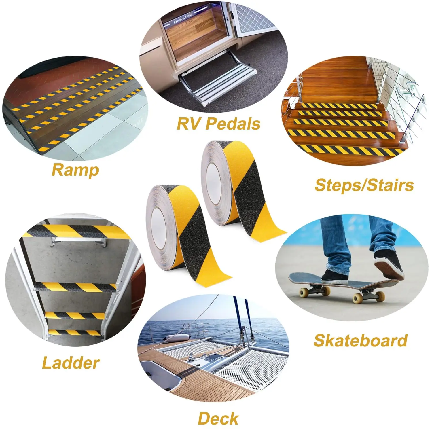 Black&Yellow Heavy Duty Anti Slip Tape for Stairs Outdoor/Indoor Waterproof Grip Tape Safety Non Skid for Stair Steps Anti-Slip