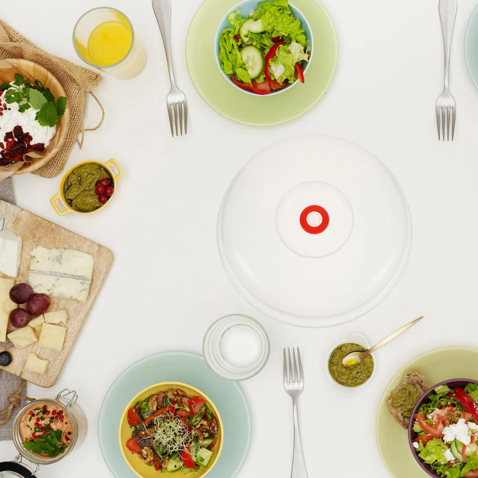 

2pcs Microwave Splatter Cover 24Cm Transparent Heat-Resistant Plastic Lid For Food Protection Multi-Use Kitchen Gadget Bowl