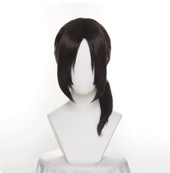 Wig Cosplay coklat pendek, rambut palsu + topi Wig pesta Halloween bermain tahan panas sintetik