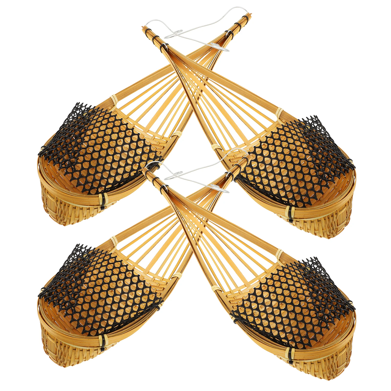 

4 Pcs Hanging Orchid Baskets Small Wall Basket Metal Hooks Yellow Decoration Flower Pot Storage Plant Holder