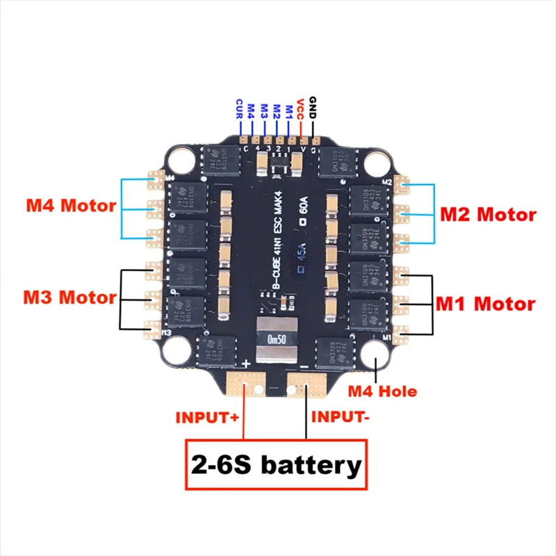 2X 4INI 60A ESC مجلس دعم 3-6S فرش السيارات دعم Dshot300 600/Multishot/Oneshot FPV UAV F4 التحكم في الطيران