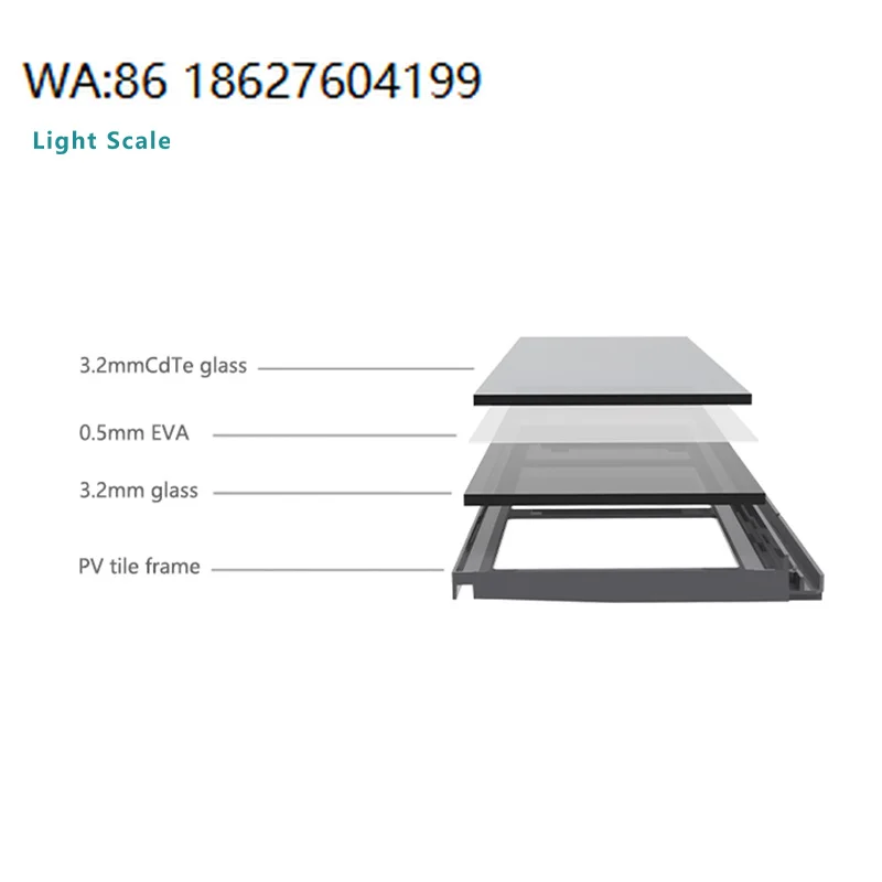 Xlb01 Double Glass Cdte Solar Roof Tiles Bipv Panel 30w Efficiency Home Rooftop Energy Saving Off Grid Power Thin Profile