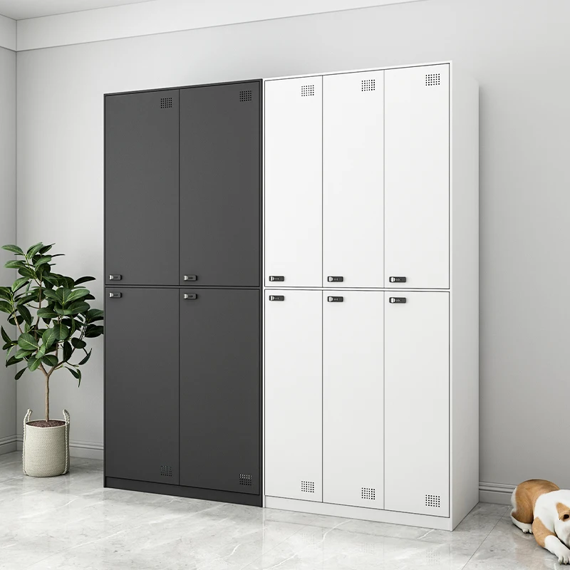 YJQ steel wardrobe storage, small apartment glass doors, dustproof bookcases, staff dormitory changing cabinets