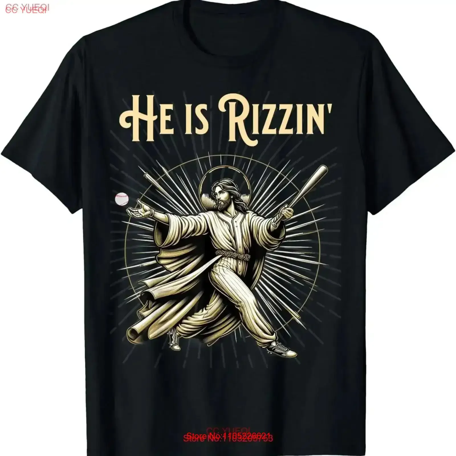 

НОВАЯ ОГРАНИЧЕННАЯ бейсбольная футболка «Он Ризен Иисус играет в винтажном стиле, универсальный уличный топ для повседневной носки, винтажная одежда