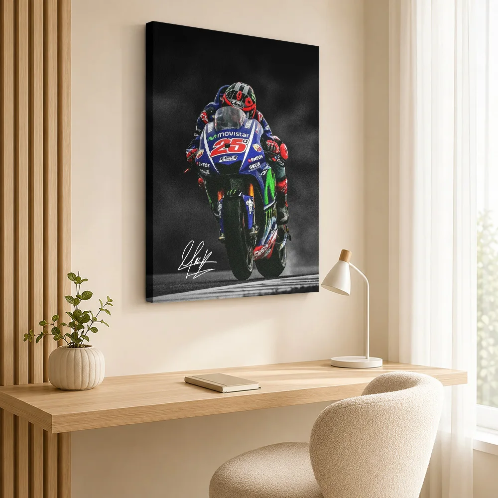 Maverick Vinales Motorcycle Canvas Painting Poster Bold Style Canvas Wall Art With Personalized Photo For Garage Ideal Fan Gift
