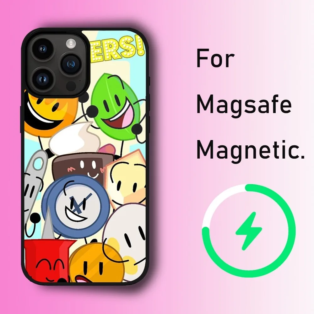 Game Bfdi Battle For Dream Island Phone Case For iPhone 11 12 13 14 15 Max Plus Pro Wireless Magnetic Magsafe Charging Shell