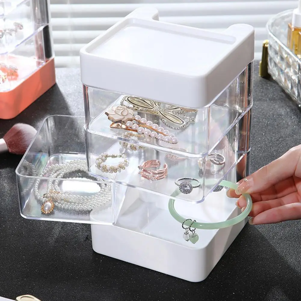 Transparent Storage Box Jewelry Box Multi-compartment Rotating Jewelry Storage Box Dustproof Transparent Jewelry Organizer Box