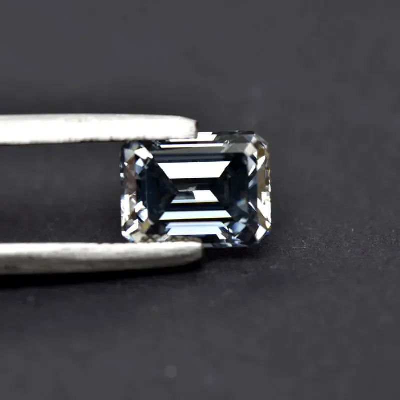 Moissanite Stone Emerald Cut Grey Color Certificate Synthetic Gemstone for Ring Pendant Inlay VVS1 Passed Diamond Tester 5