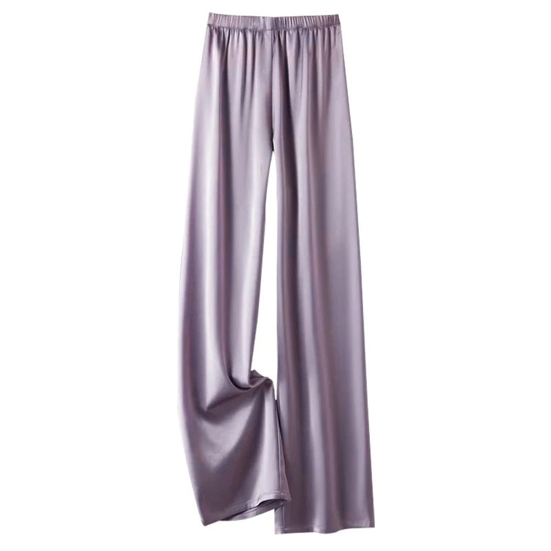 

High Waist Wide Leg Pants Women's Summer New Sle Commute Casual Straight Cut Loose Fit Trousers Acetate Satin Fabric
