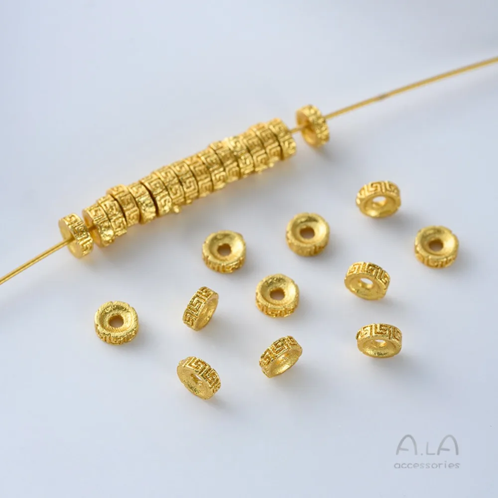 فاصل الذهب الغريني المطلي بالنحاس على شكل خاص فاصل الخرز عجلة النحاس فو إكسسوارات مجوهرات مطرزة يدويًا #4