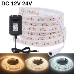 IP67 Waterproof LED Strip with Power Supply DC 12V 24V 120LEDs/m 2835 Flexible Tape LED Light Lamp Natural Warm White 0.5-10M