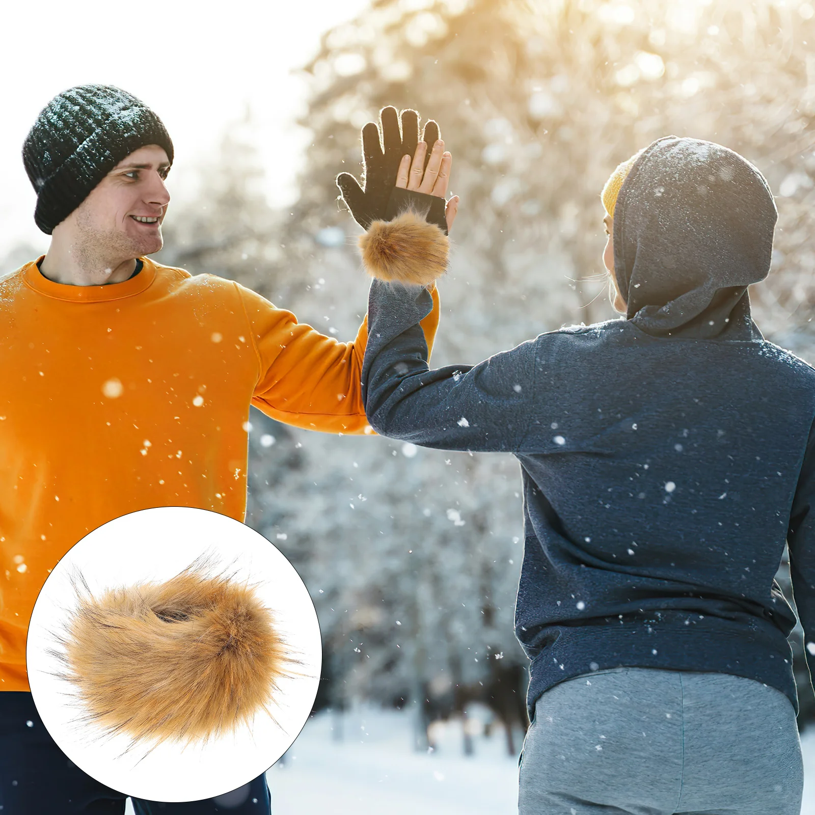 

2pcs Faux Wrist Cuffs Winter Warm Sleeve Arm Cuffs For Women Wrist Warmers Christmas Party Ski Climbing Accessory