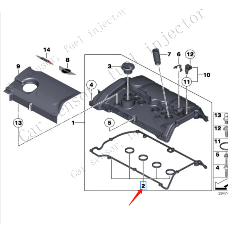 Q+ Valve Cover Gasket Set 11127582400 for MINI Cooper S R55 R56 R57 1.6L BMW F20F21