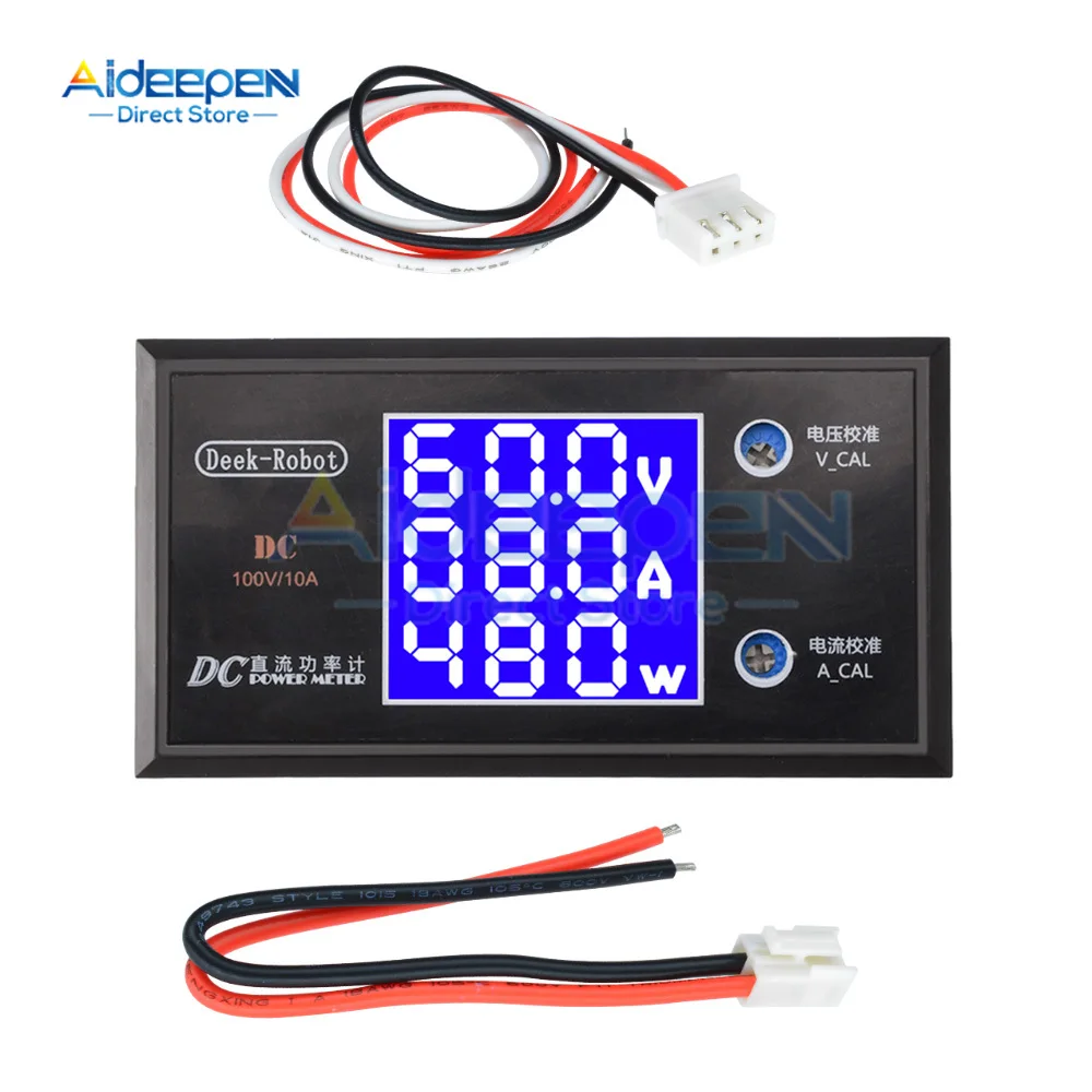 LCD Digital Voltmeter Ammeter Power Meter DC 0-50V 5A DC 0-100V DC 0-500V 10A Voltage Current Tester Detector Ammeter Voltmeter