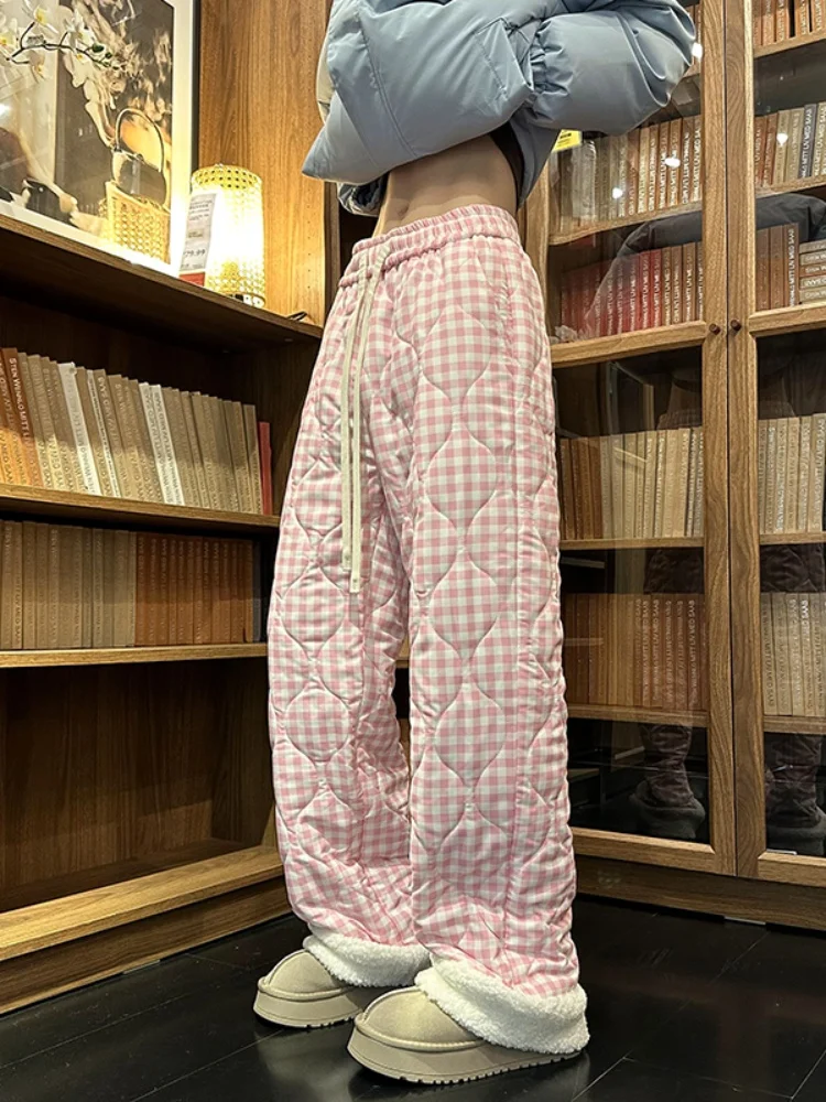 Thiened Fce Lamb Fur Cotton Pants Men's Winter Casual Long Trousers Windproof Warm below 40 Deees Cold Resistant Outdo...