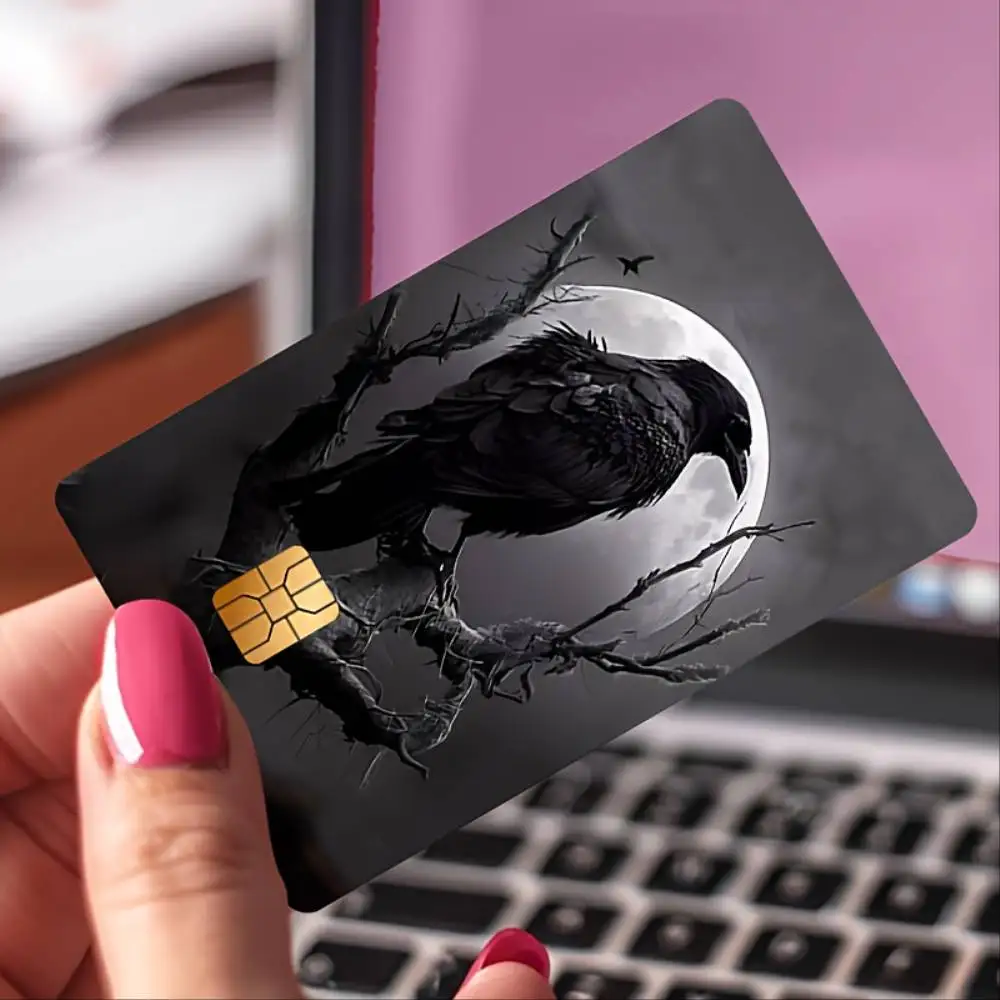 Gothic Raven Credit Card Decal Bubble Free PVC Sticker For EBT Debit Transit Key Cards