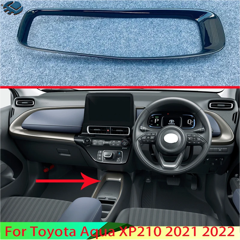 For Toyota Aqua XP210 2021 2022  Car Accessories ABS Chrome Front Center Console Cup Drink Holder Cover Trim Bezel Frame Molding