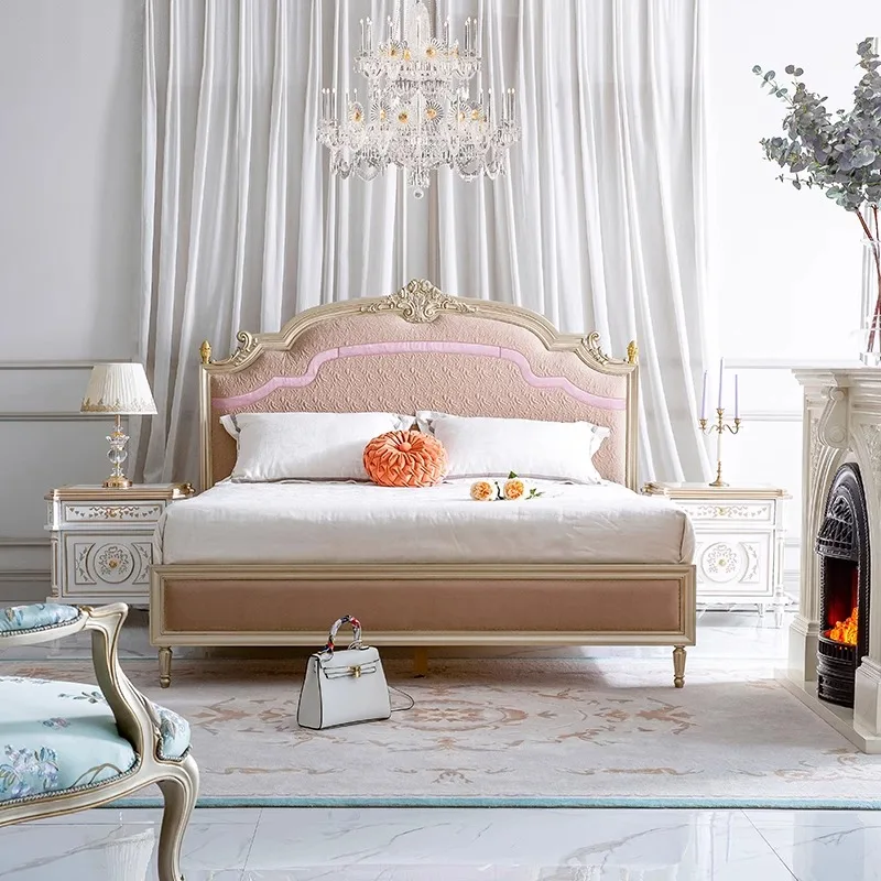 

American style bedside table, light luxury, solid wood, white storage cabinet, French retro bedroom