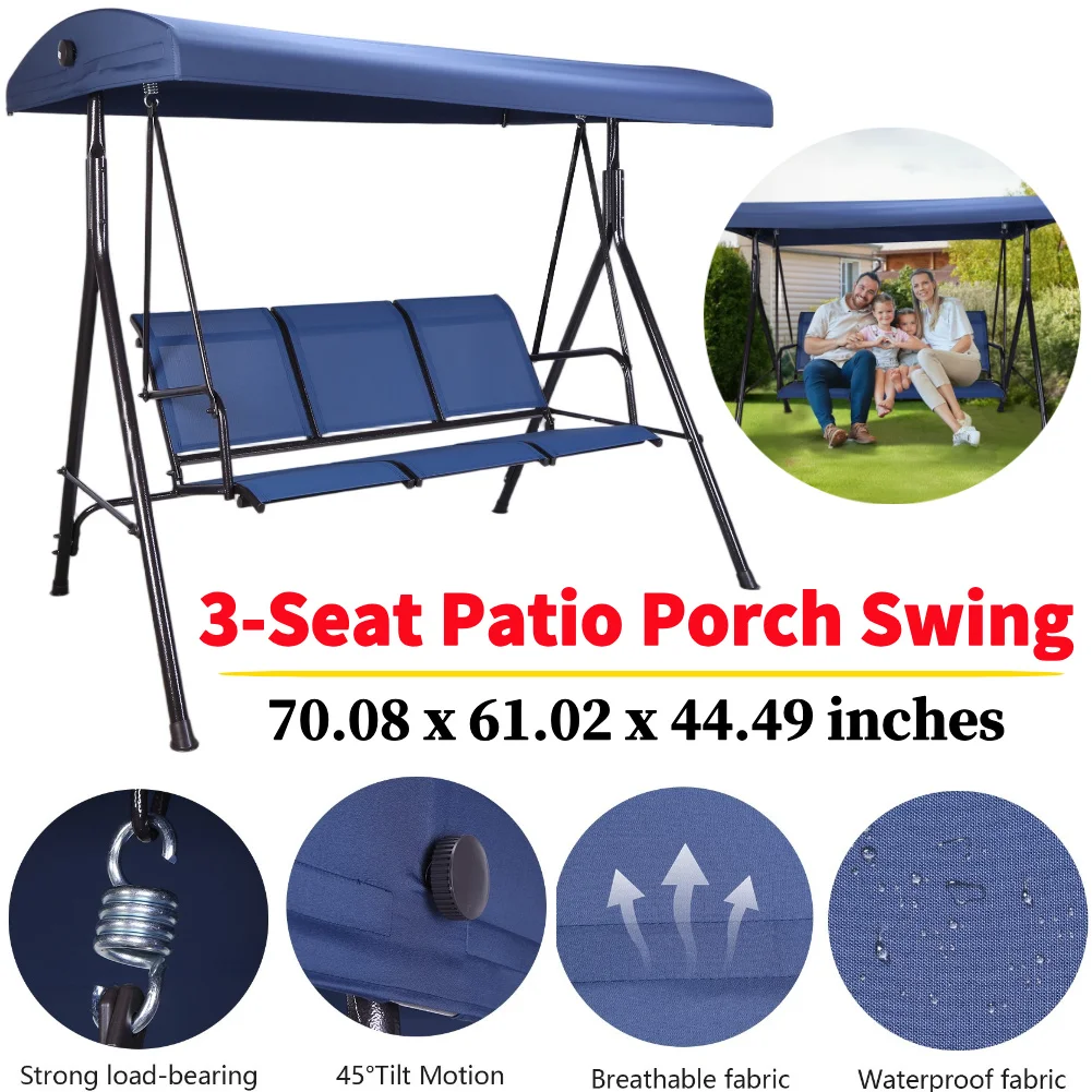 3-Seat Swing Seat and Ceiling Cover Garden Swing Hammock Tent Waterproof UV Protection Courtyard Swing For Garden Courtyard