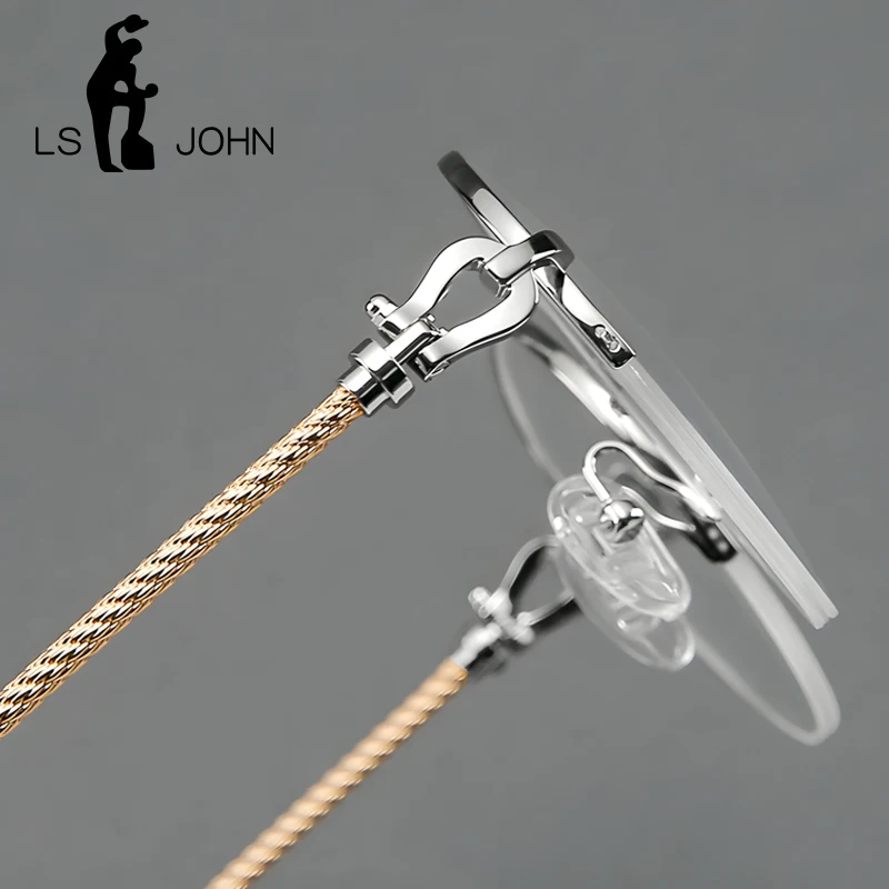 LS JOHN Pure Titanium Glasses Frame Women Round Luxury Optical Myopia Reading Prescription Eyeglasses Men Brand Quality Eyewear