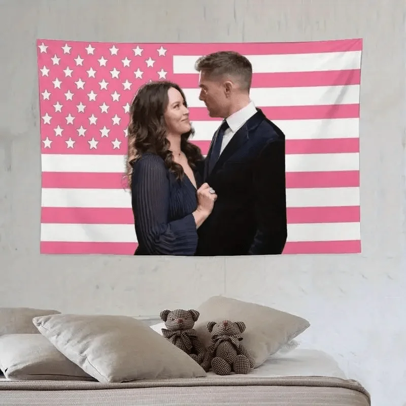1pc Lucy Chen and Tim Bradford Canvas Poster Pink American Flag Design Indoor Wall Decor