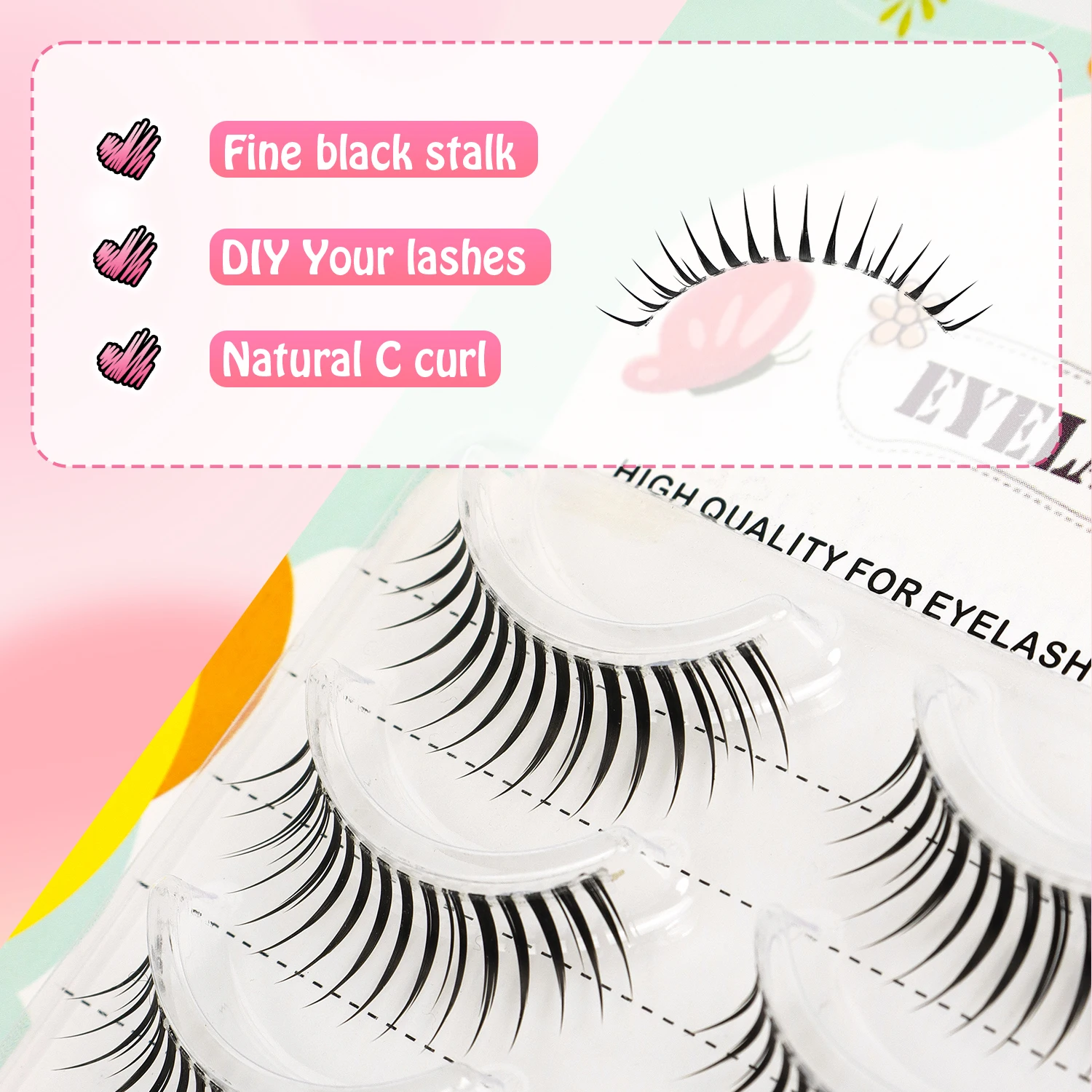 5-Pair, Little Devil False Eyelash Wet Eyelash Sharp End Manga Barbie Eyelash Whole Piece Eyelash Beginner